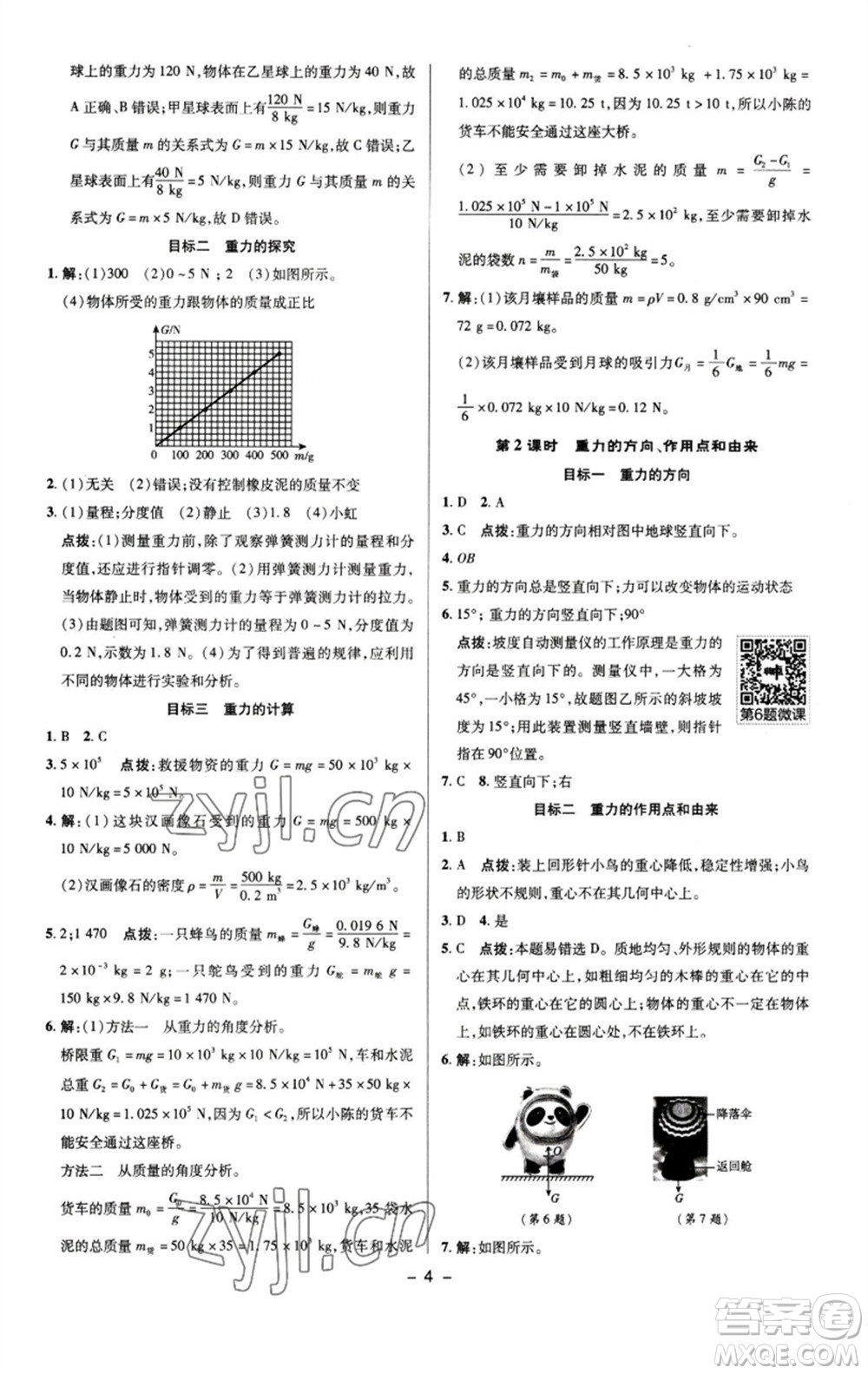 陜西人民教育出版社2023綜合應(yīng)用創(chuàng)新題典中點(diǎn)八年級(jí)物理下冊(cè)人教版參考答案