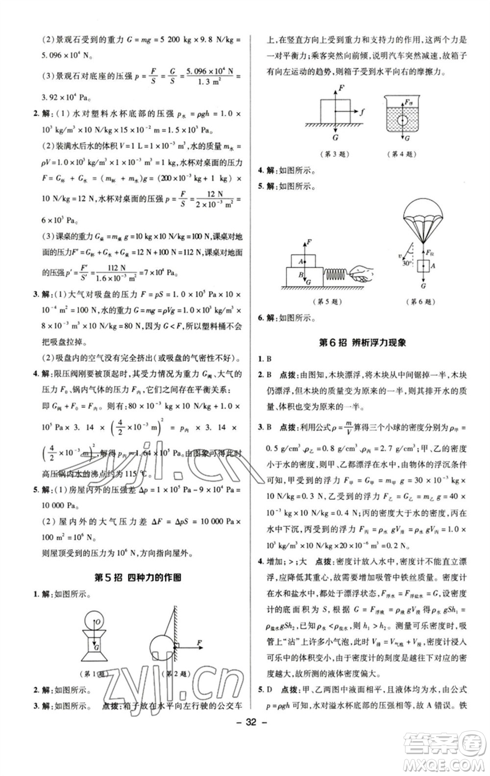 陜西人民教育出版社2023綜合應(yīng)用創(chuàng)新題典中點(diǎn)八年級(jí)物理下冊(cè)人教版參考答案