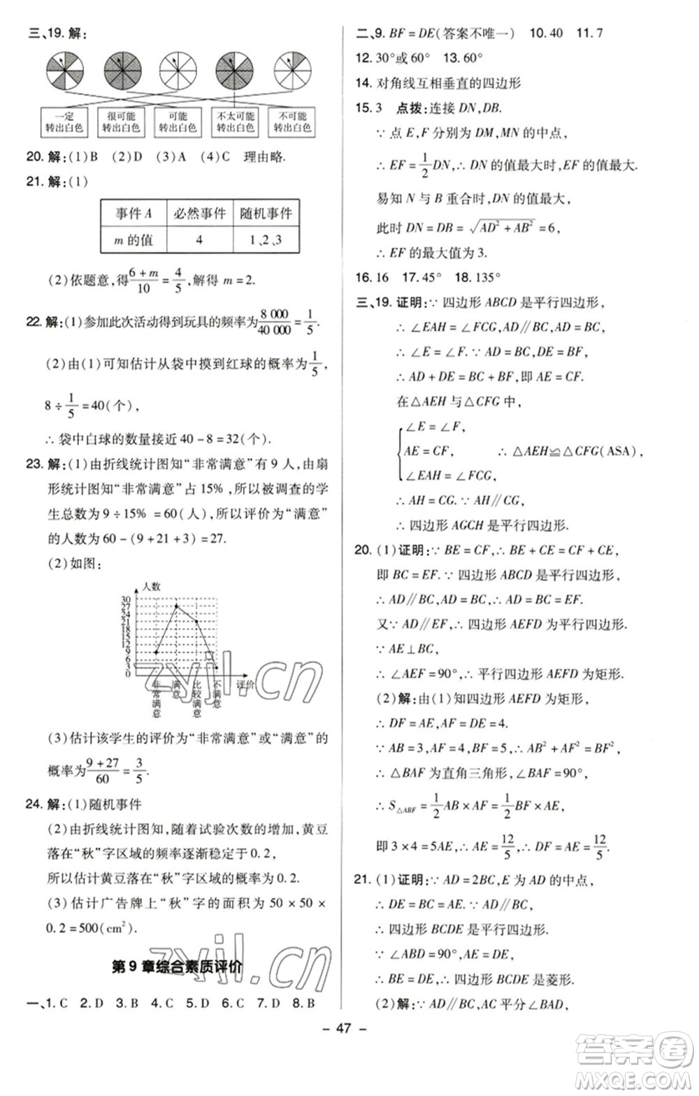 陜西人民教育出版社2023綜合應(yīng)用創(chuàng)新題典中點(diǎn)八年級(jí)數(shù)學(xué)下冊(cè)蘇科版參考答案