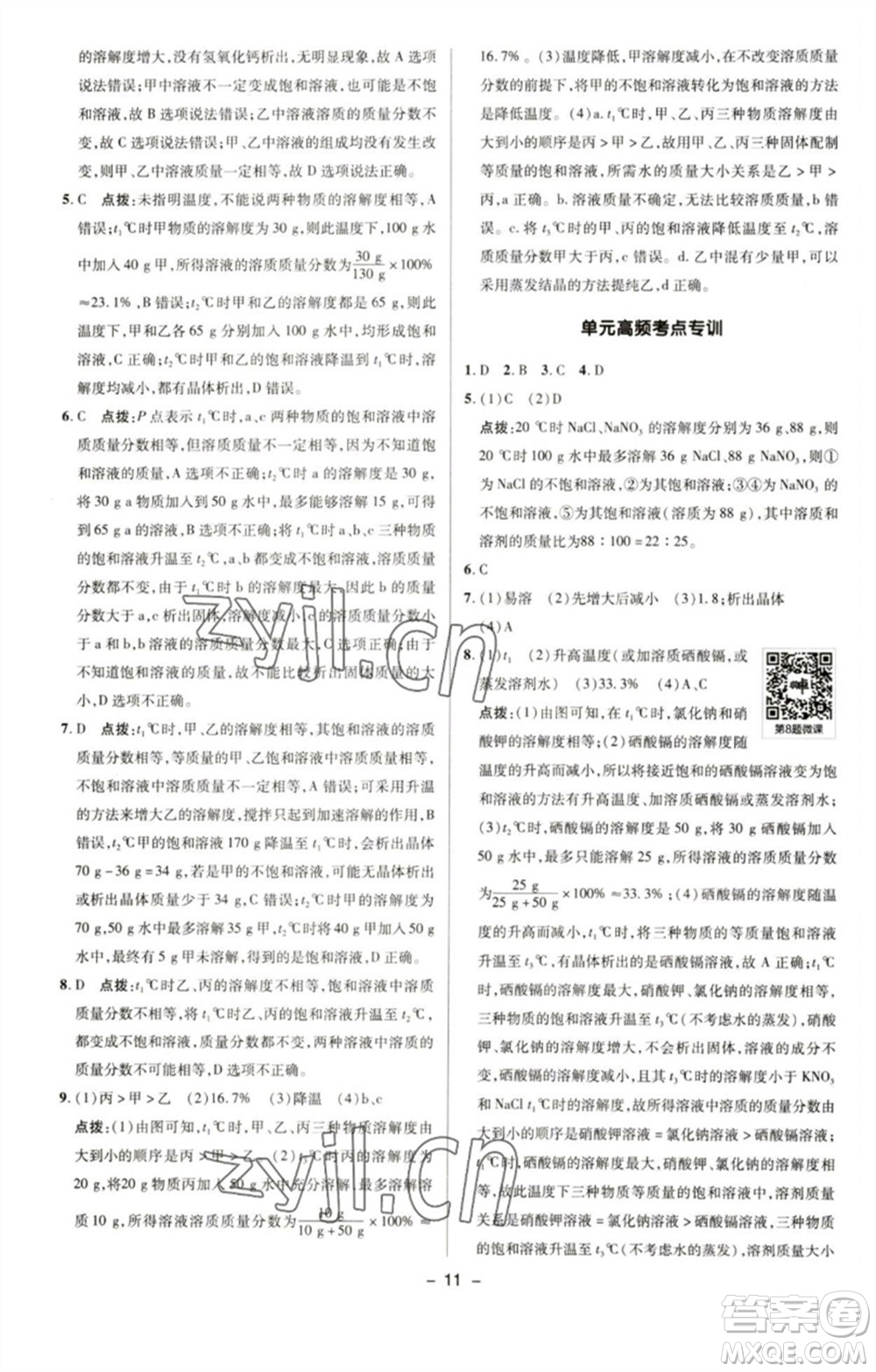 陜西人民教育出版社2023綜合應(yīng)用創(chuàng)新題典中點九年級化學下冊人教版參考答案