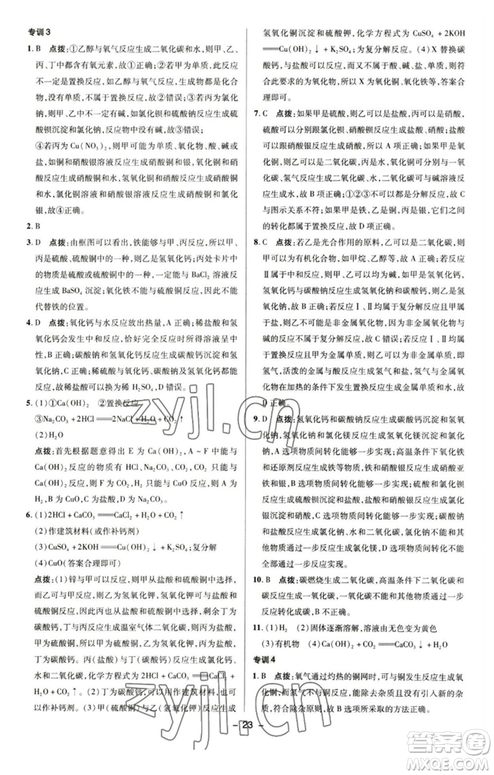 陜西人民教育出版社2023綜合應(yīng)用創(chuàng)新題典中點九年級化學下冊人教版參考答案