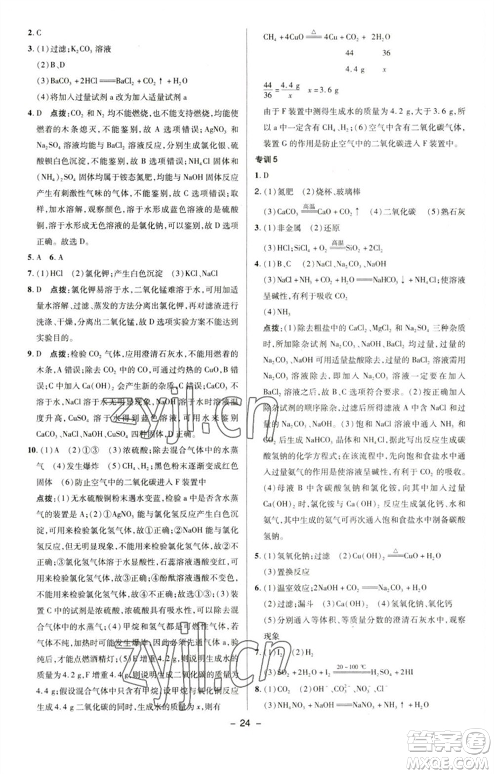 陜西人民教育出版社2023綜合應(yīng)用創(chuàng)新題典中點九年級化學下冊人教版參考答案