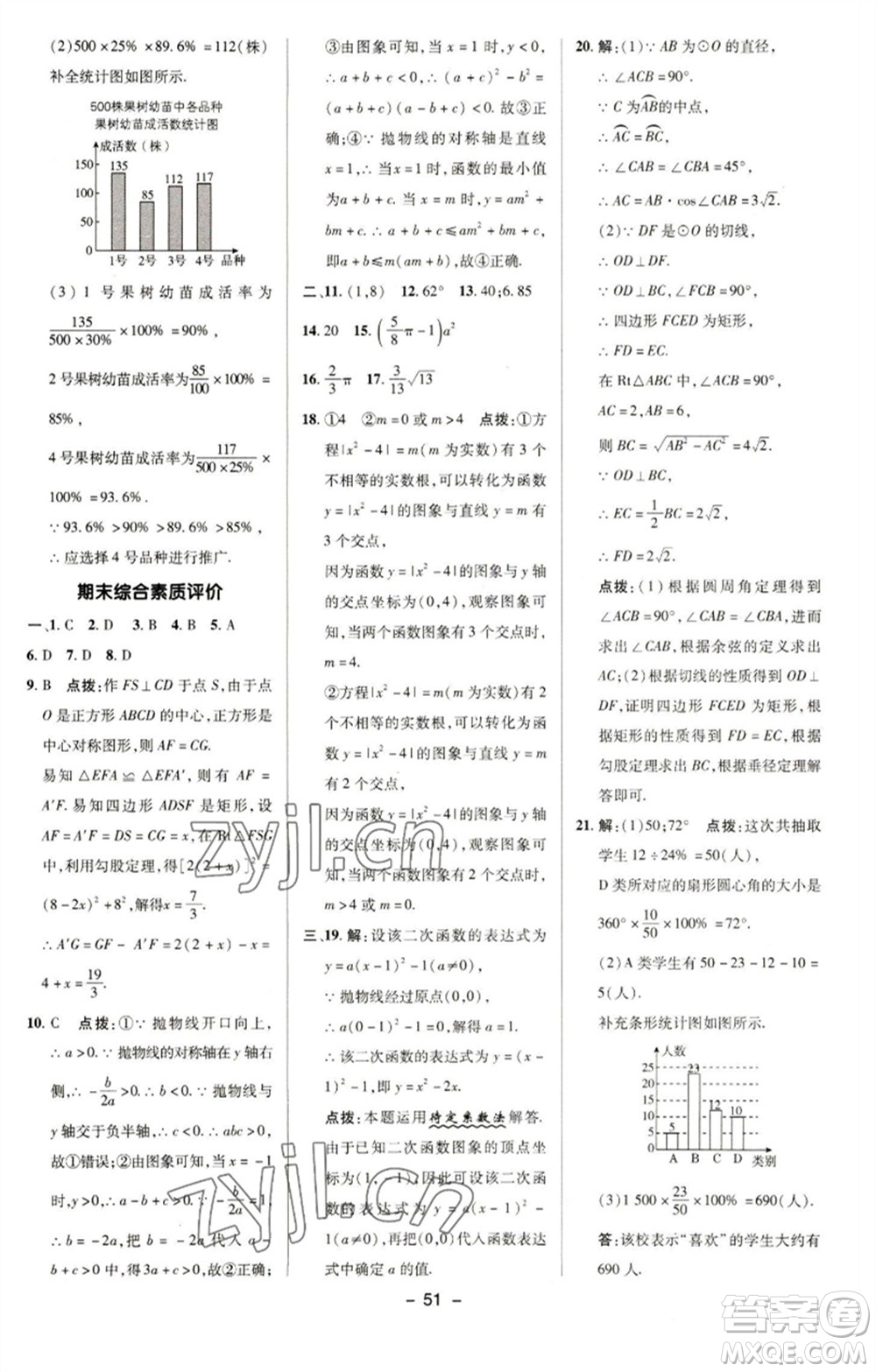 陜西人民教育出版社2023綜合應(yīng)用創(chuàng)新題典中點(diǎn)九年級數(shù)學(xué)下冊華師大版參考答案