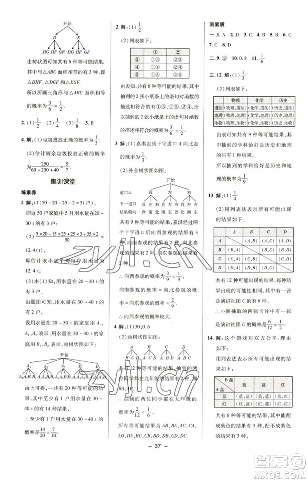 陜西人民教育出版社2023綜合應(yīng)用創(chuàng)新題典中點(diǎn)九年級(jí)數(shù)學(xué)下冊(cè)滬科版參考答案
