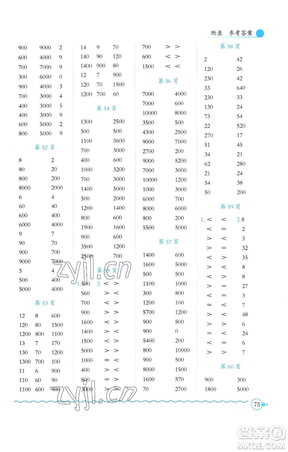 龍門書局2023黃岡小狀元口算速算練習(xí)冊二年級數(shù)學(xué)下冊人教版參考答案