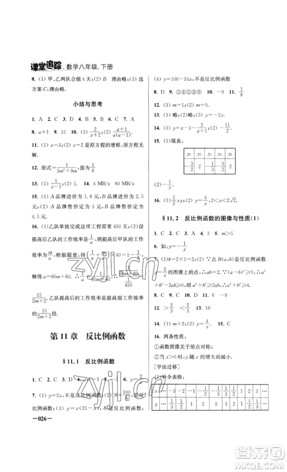 江蘇鳳凰美術(shù)出版社2023課堂追蹤八年級(jí)數(shù)學(xué)下冊(cè)蘇科版答案