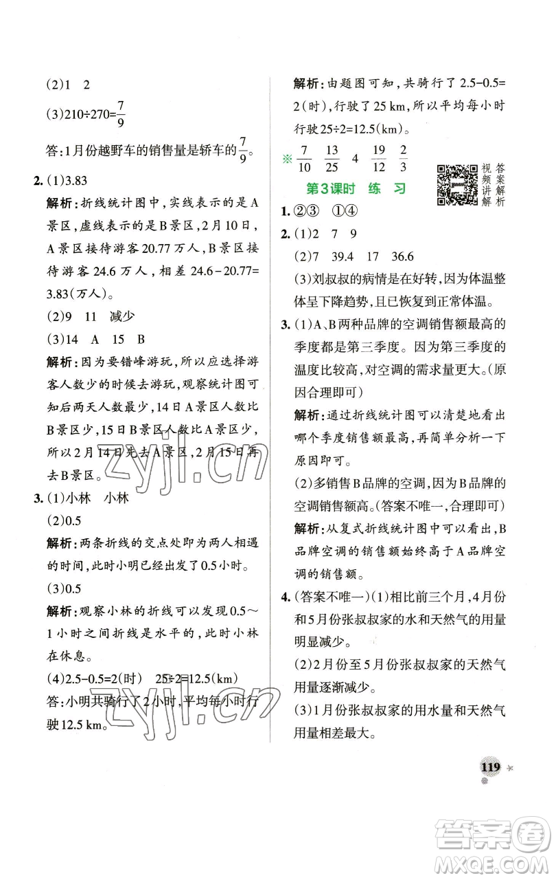 遼寧教育出版社2023小學(xué)學(xué)霸作業(yè)本五年級下冊數(shù)學(xué)人教版參考答案