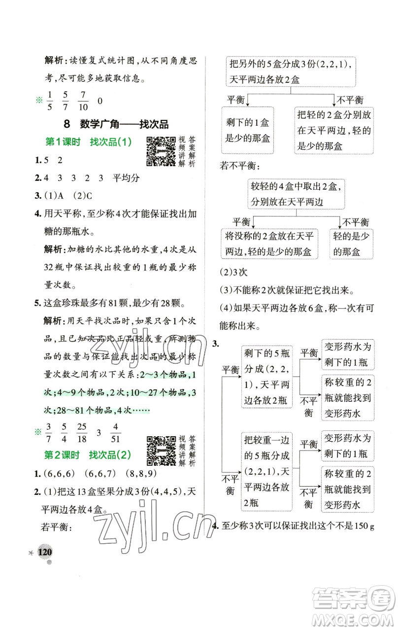 遼寧教育出版社2023小學(xué)學(xué)霸作業(yè)本五年級下冊數(shù)學(xué)人教版參考答案