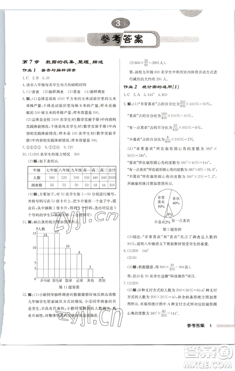 龍門書局2023啟東中學(xué)作業(yè)本八年級(jí)下冊(cè)數(shù)學(xué)江蘇版徐州專版參考答案