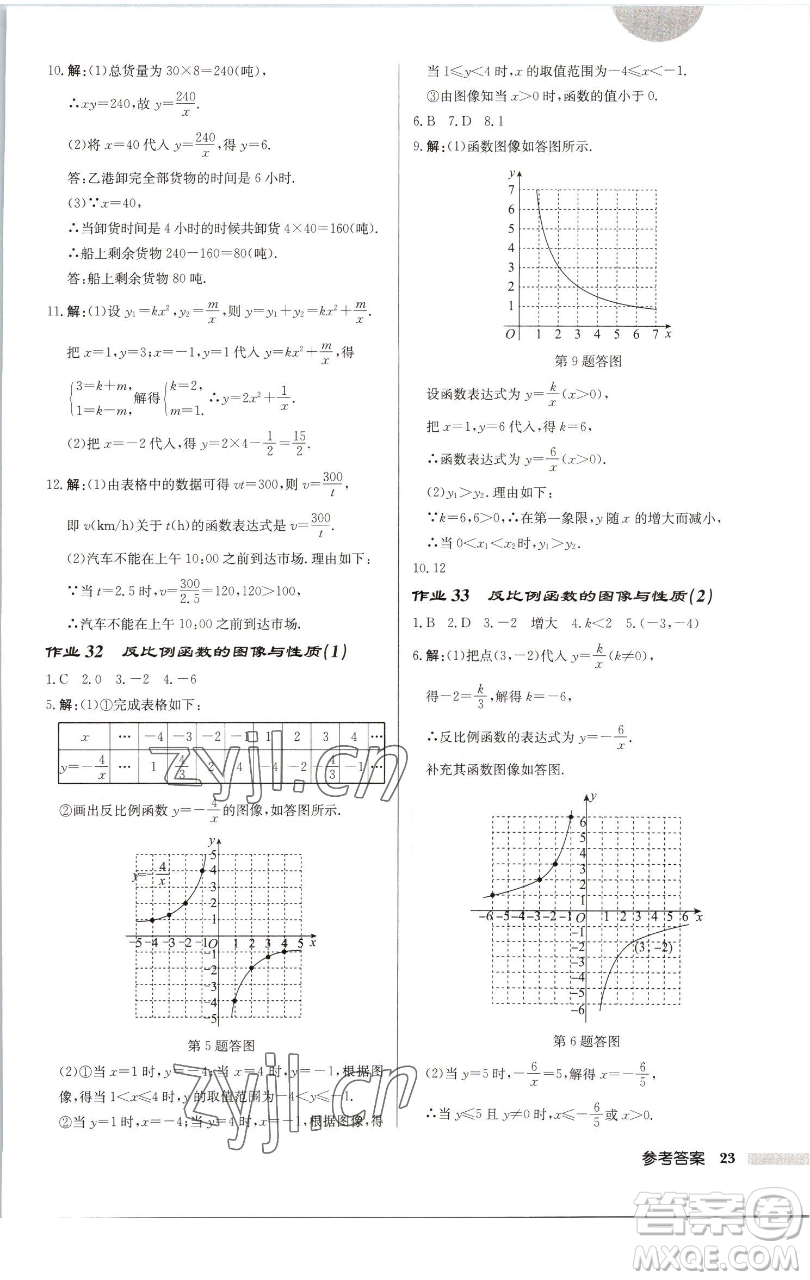 龍門書局2023啟東中學(xué)作業(yè)本八年級(jí)下冊(cè)數(shù)學(xué)江蘇版徐州專版參考答案
