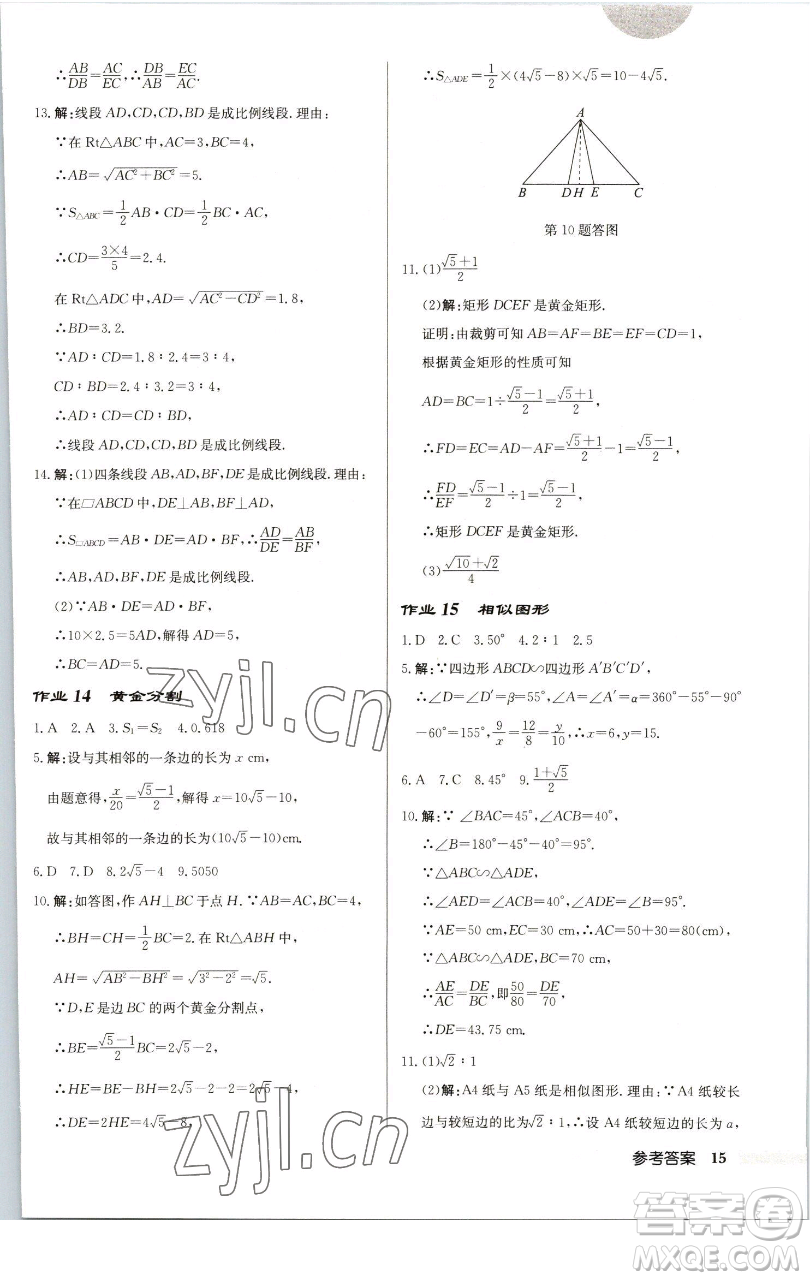 龍門書局2023啟東中學(xué)作業(yè)本九年級下冊數(shù)學(xué)江蘇版徐州專版參考答案