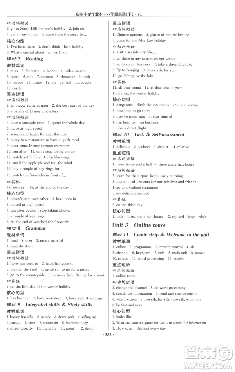 龍門書局2023啟東中學作業(yè)本八年級下冊英語譯林版參考答案