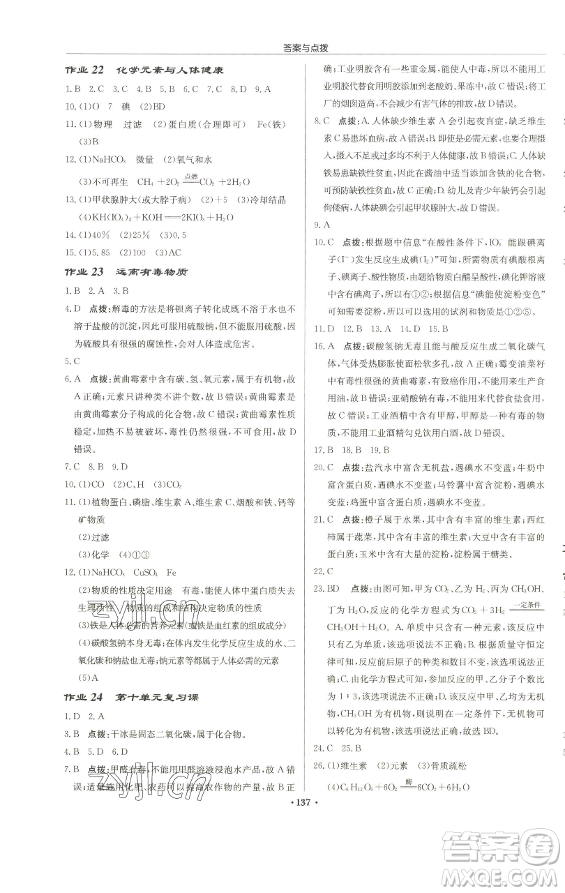 龍門書局2023啟東中學(xué)作業(yè)本九年級下冊化學(xué)魯教版宿遷專版參考答案