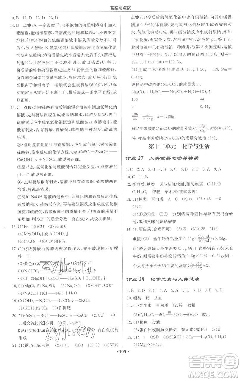 龍門書局2023啟東中學作業(yè)本九年級下冊化學人教版蘇北專版參考答案