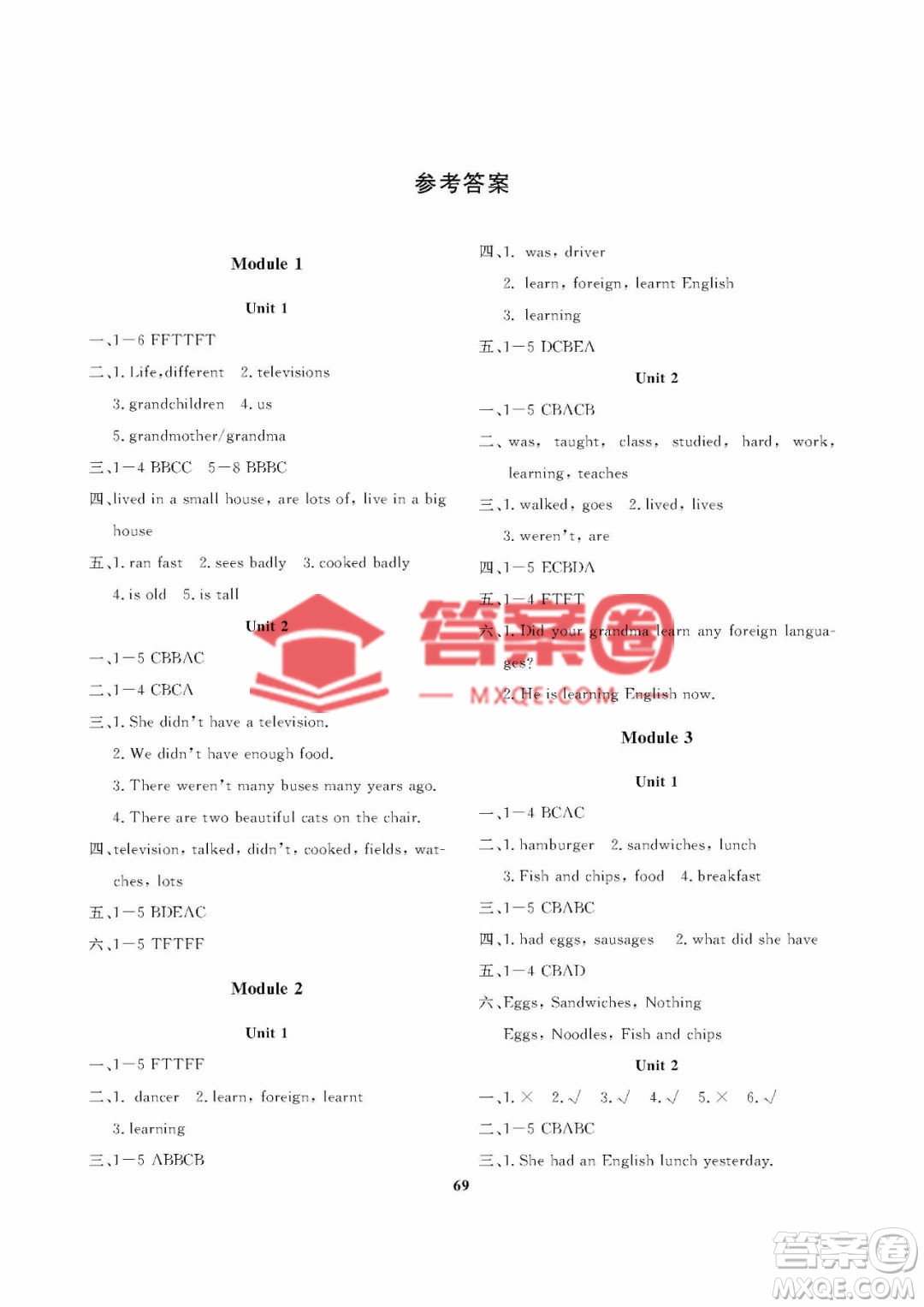 大連理工大學(xué)出版社2023學(xué)案三年級(jí)起點(diǎn)五年級(jí)英語下冊(cè)外研版答案