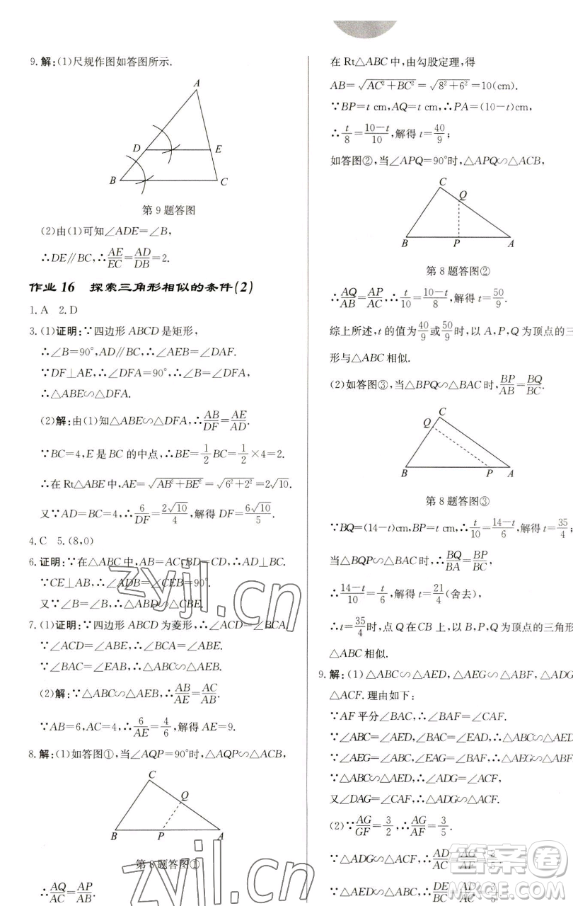 龍門書(shū)局2023啟東中學(xué)作業(yè)本九年級(jí)下冊(cè)數(shù)學(xué)蘇科版鹽城專版參考答案