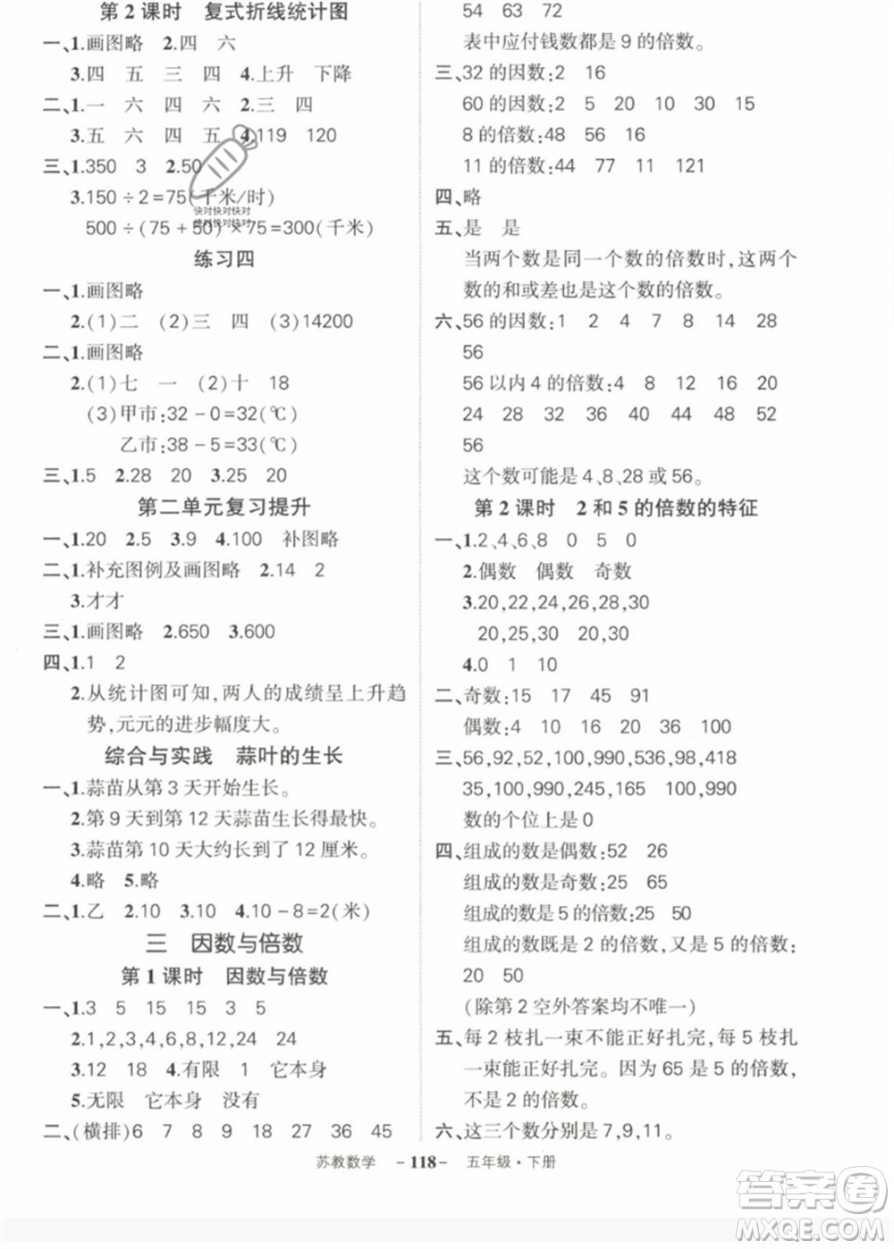 西安出版社2023狀元成才路創(chuàng)優(yōu)作業(yè)100分五年級數(shù)學(xué)下冊蘇教版參考答案