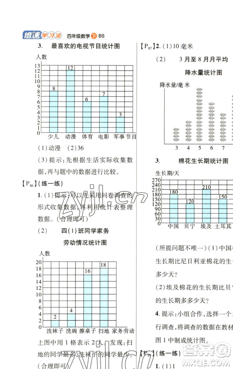 開(kāi)明出版社2023倍速學(xué)習(xí)法四年級(jí)下冊(cè)數(shù)學(xué)北師大版參考答案