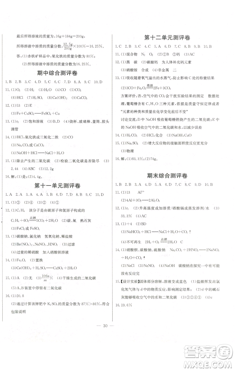 長江少年兒童出版社2023思維新觀察九年級下冊化學人教版參考答案