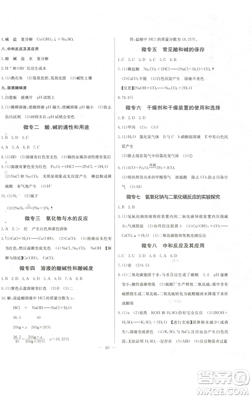 長江少年兒童出版社2023思維新觀察九年級下冊化學人教版參考答案