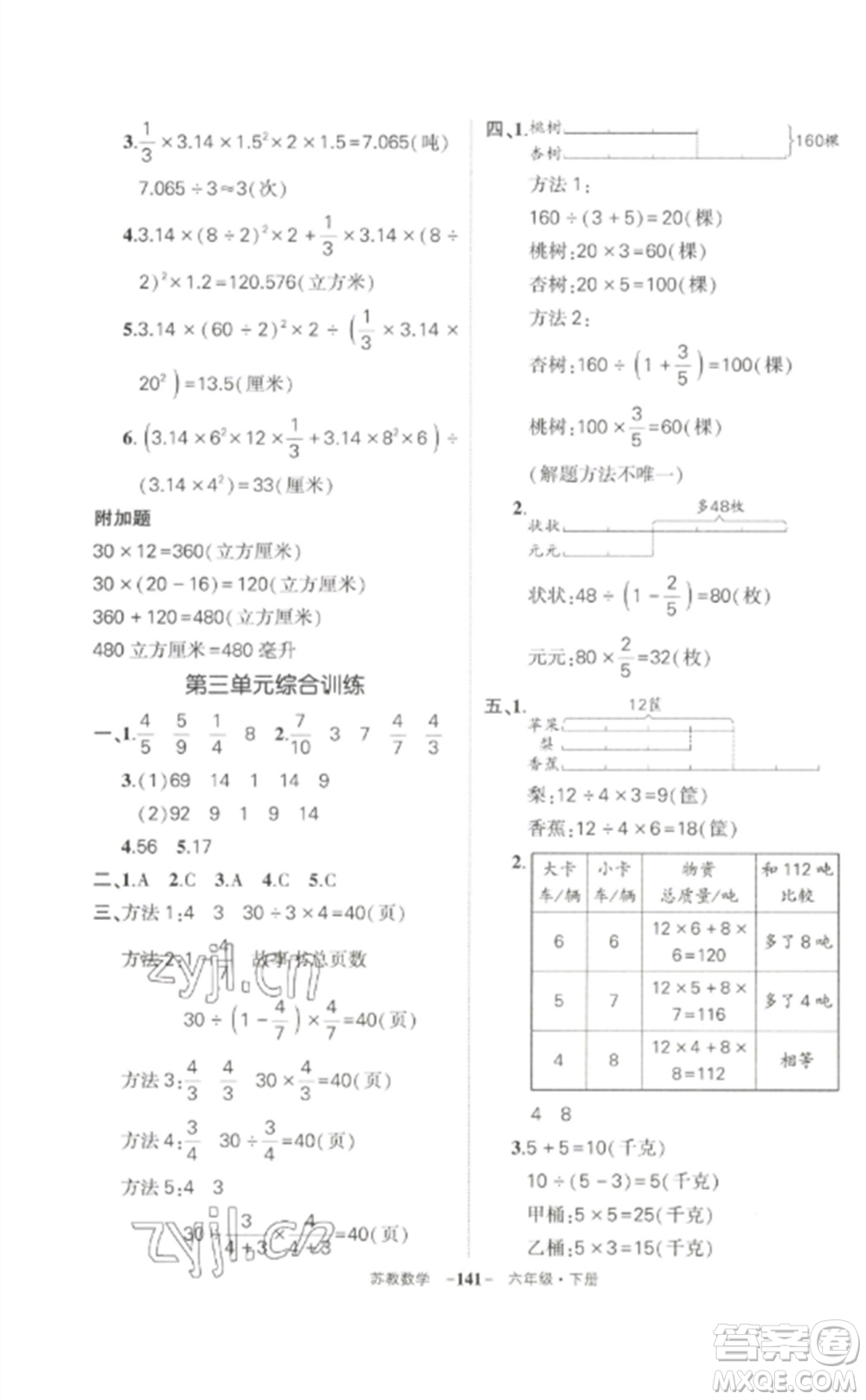 西安出版社2023狀元成才路創(chuàng)優(yōu)作業(yè)100分六年級數(shù)學(xué)下冊蘇教版參考答案