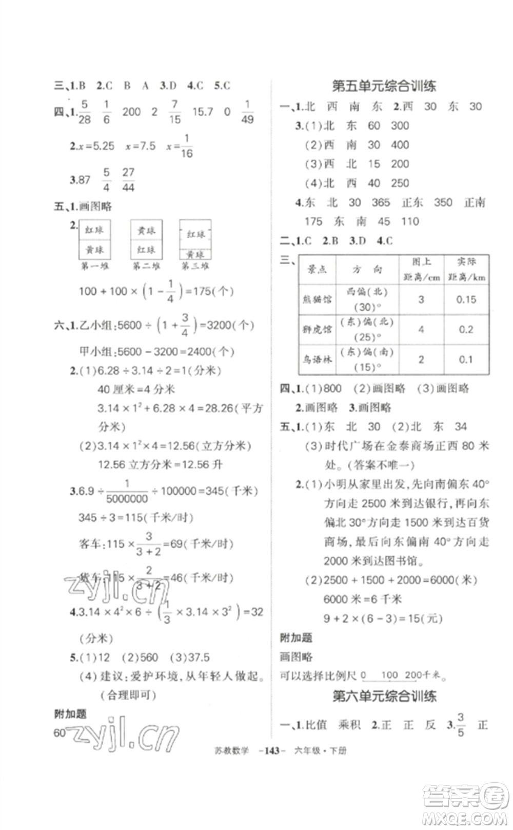 西安出版社2023狀元成才路創(chuàng)優(yōu)作業(yè)100分六年級數(shù)學(xué)下冊蘇教版參考答案