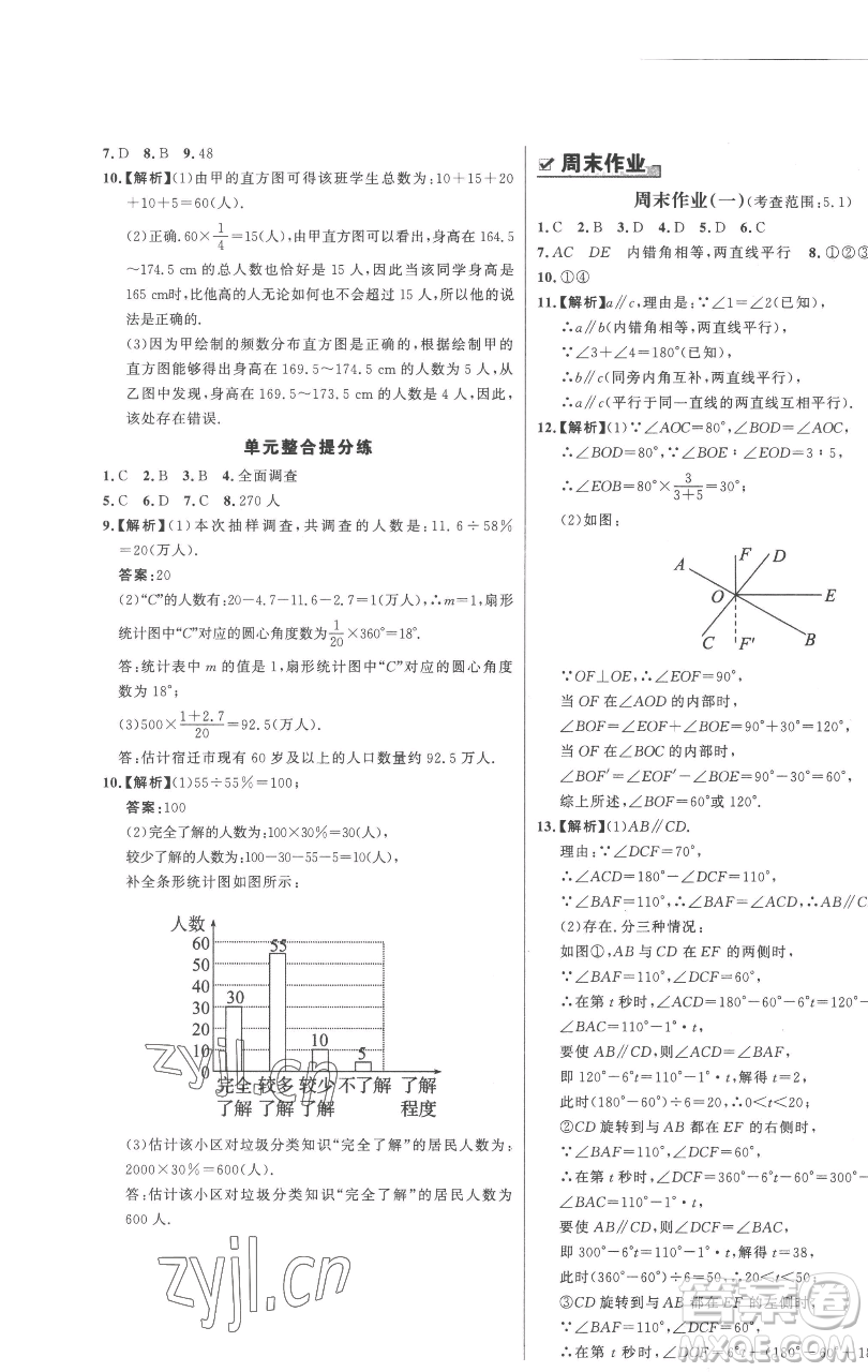 延邊大學(xué)出版社2023世紀(jì)金榜百練百勝七年級(jí)下冊(cè)數(shù)學(xué)人教版參考答案