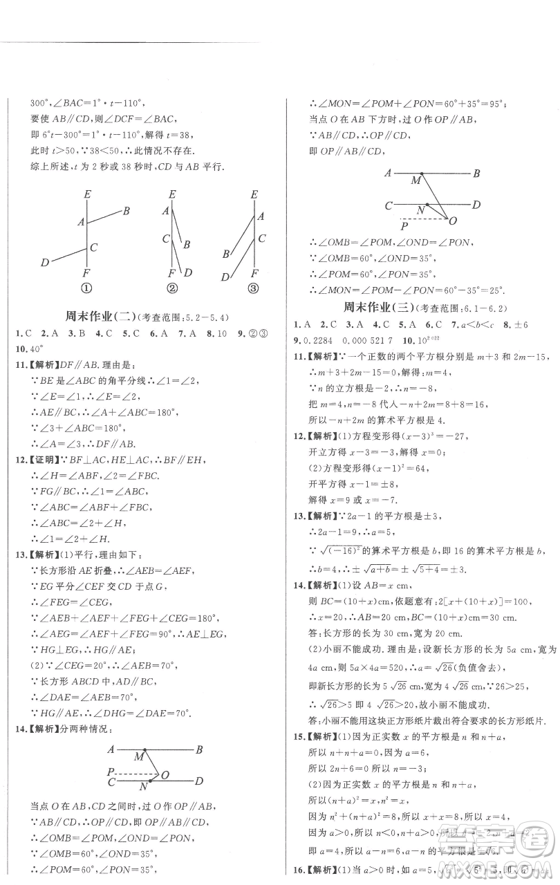 延邊大學(xué)出版社2023世紀(jì)金榜百練百勝七年級(jí)下冊(cè)數(shù)學(xué)人教版參考答案