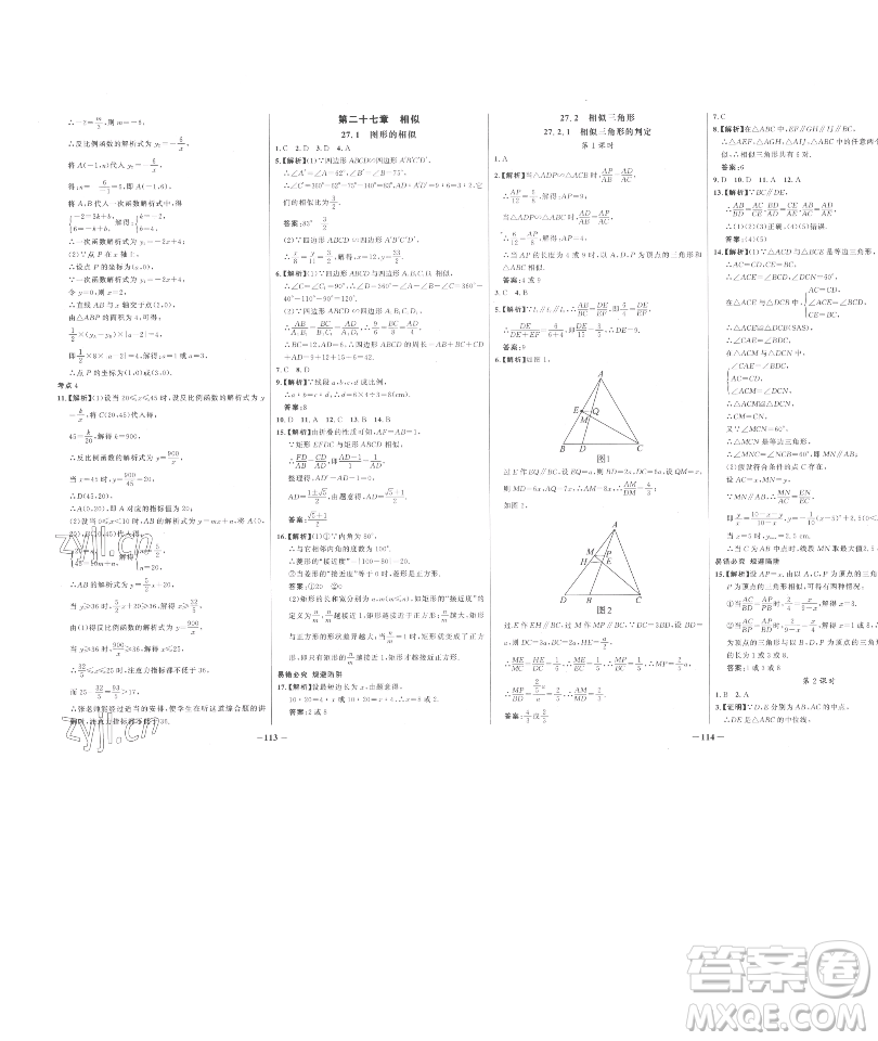 延邊大學出版社2023世紀金榜百練百勝九年級下冊數(shù)學人教版參考答案
