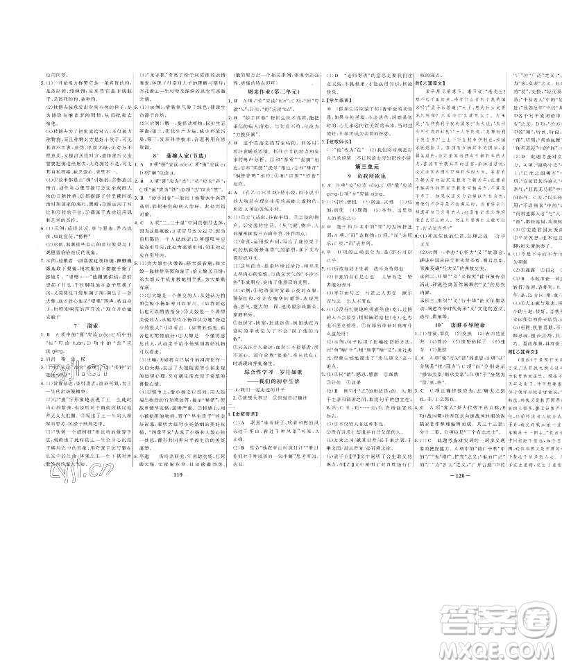 延邊大學(xué)出版社2023世紀(jì)金榜百練百勝九年級下冊語文人教版參考答案