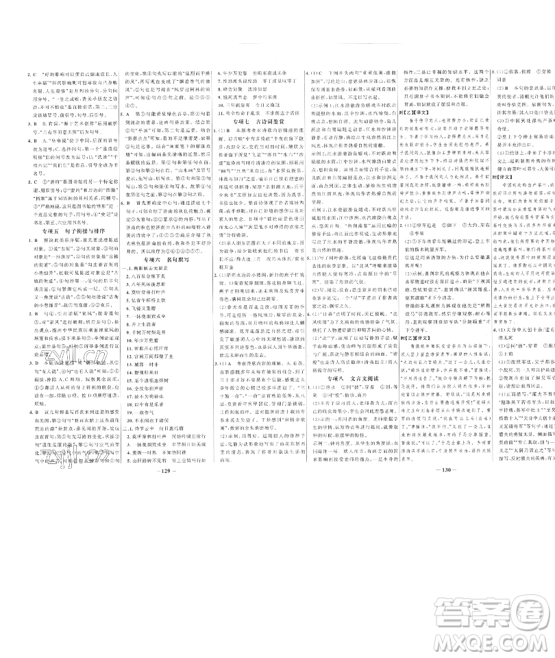 延邊大學(xué)出版社2023世紀(jì)金榜百練百勝九年級下冊語文人教版參考答案