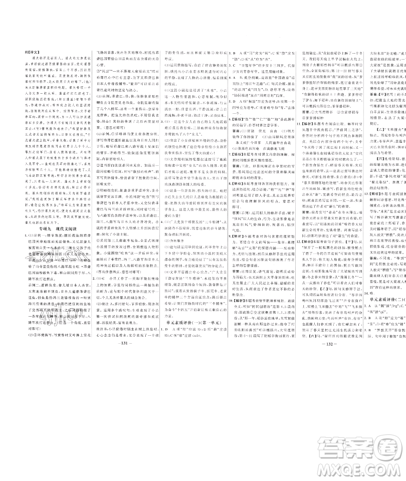 延邊大學(xué)出版社2023世紀(jì)金榜百練百勝九年級下冊語文人教版參考答案