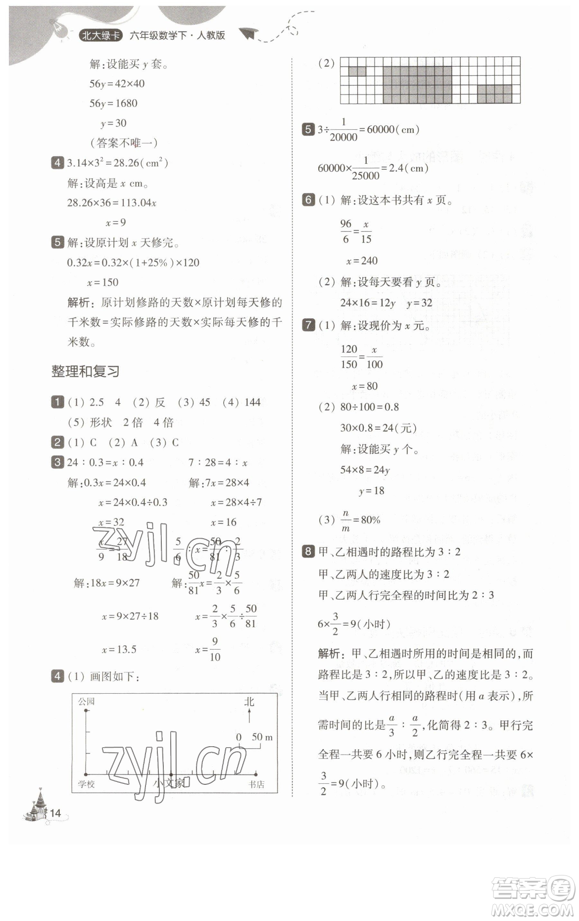 東北師范大學(xué)出版社2023北大綠卡六年級(jí)下冊(cè)數(shù)學(xué)人教版參考答案