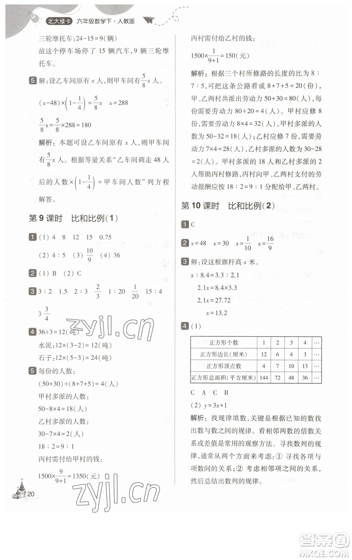 東北師范大學(xué)出版社2023北大綠卡六年級(jí)下冊(cè)數(shù)學(xué)人教版參考答案