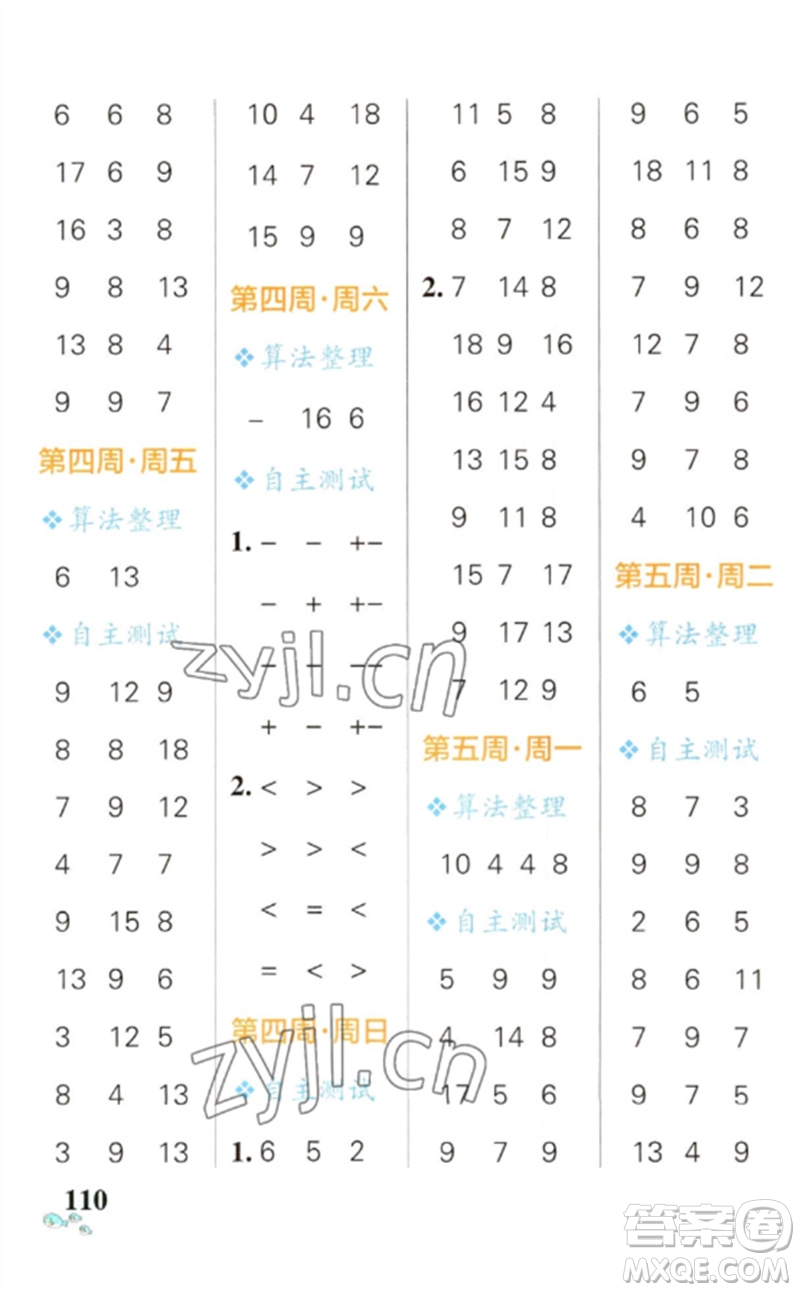 遼寧教育出版社2023小學(xué)學(xué)霸天天計(jì)算一年級(jí)數(shù)學(xué)下冊(cè)人教版參考答案