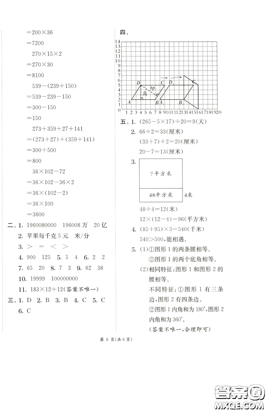江蘇人民出版社2023實驗班提優(yōu)訓(xùn)練四年級下冊數(shù)學(xué)蘇教版參考答案