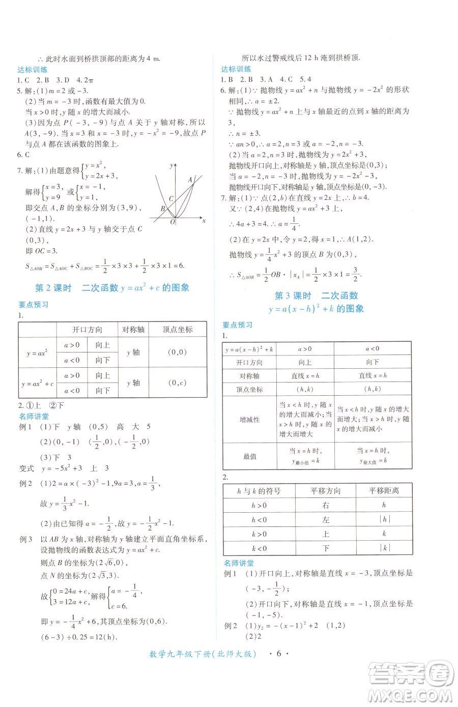 江西人民出版社2023一課一練創(chuàng)新練習(xí)九年級(jí)下冊(cè)數(shù)學(xué)北師大版參考答案