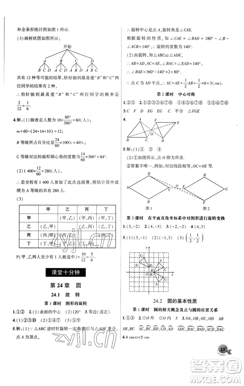 安徽大學(xué)出版社2023創(chuàng)新課堂創(chuàng)新作業(yè)本九年級(jí)數(shù)學(xué)下冊滬科版參考答案
