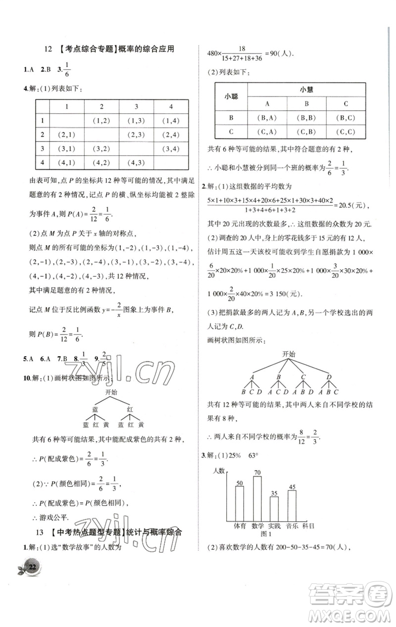 安徽大學(xué)出版社2023創(chuàng)新課堂創(chuàng)新作業(yè)本九年級(jí)數(shù)學(xué)下冊滬科版參考答案