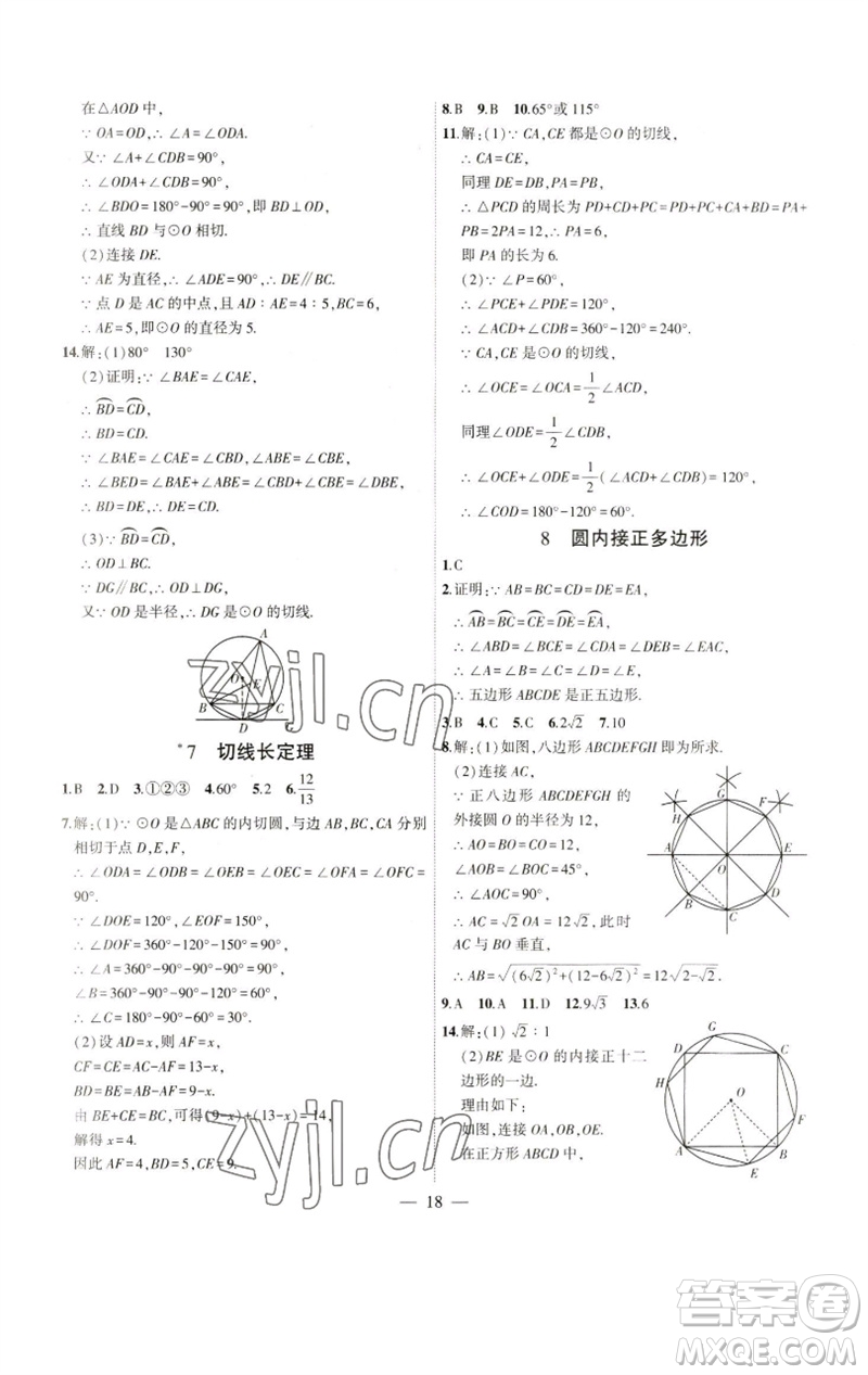 安徽大學(xué)出版社2023創(chuàng)新課堂創(chuàng)新作業(yè)本九年級(jí)數(shù)學(xué)下冊(cè)北師大版參考答案
