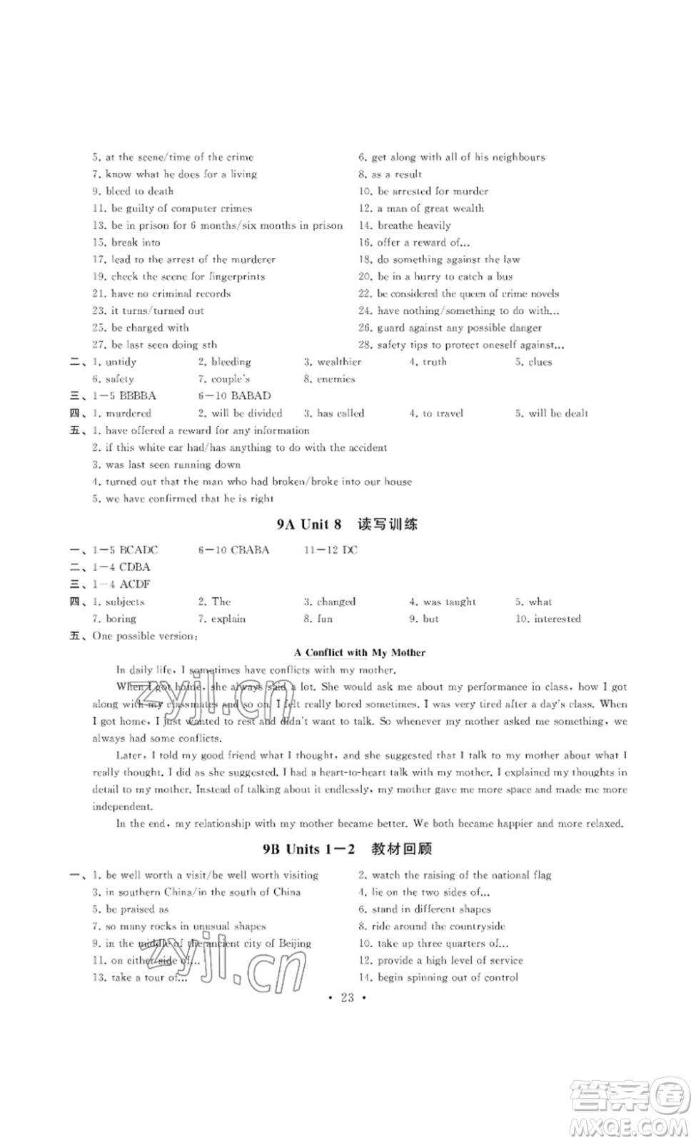 南京大學(xué)出版社2023創(chuàng)新優(yōu)化學(xué)案九年級(jí)英語下冊(cè)譯林版答案