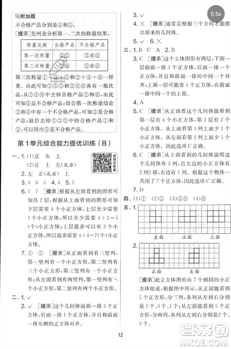 江蘇人民出版社2023春實驗班提優(yōu)大考卷五年級數(shù)學下冊人教版參考答案