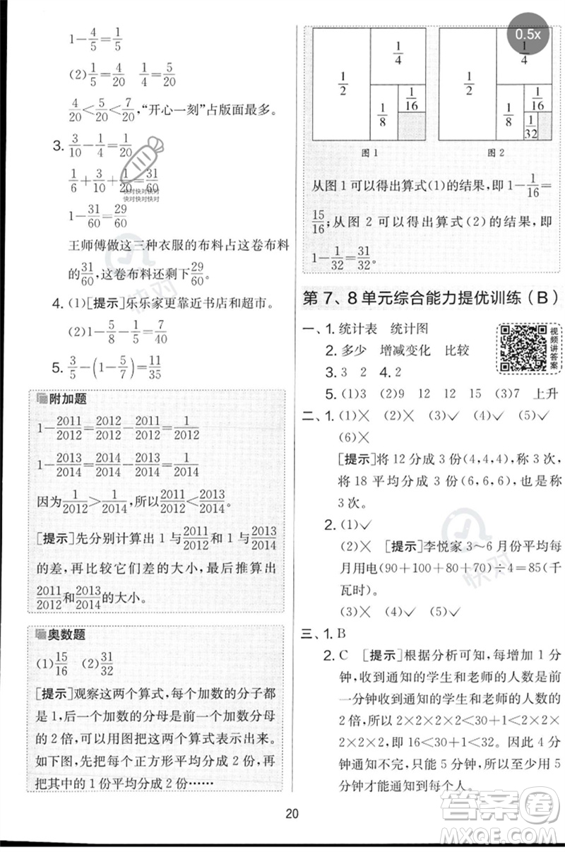 江蘇人民出版社2023春實驗班提優(yōu)大考卷五年級數(shù)學下冊人教版參考答案
