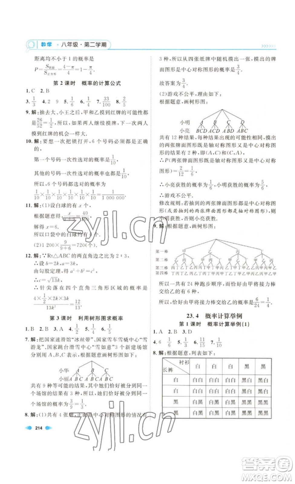 天津人民出版社2023鐘書(shū)金牌上海作業(yè)八年級(jí)數(shù)學(xué)下冊(cè)答案