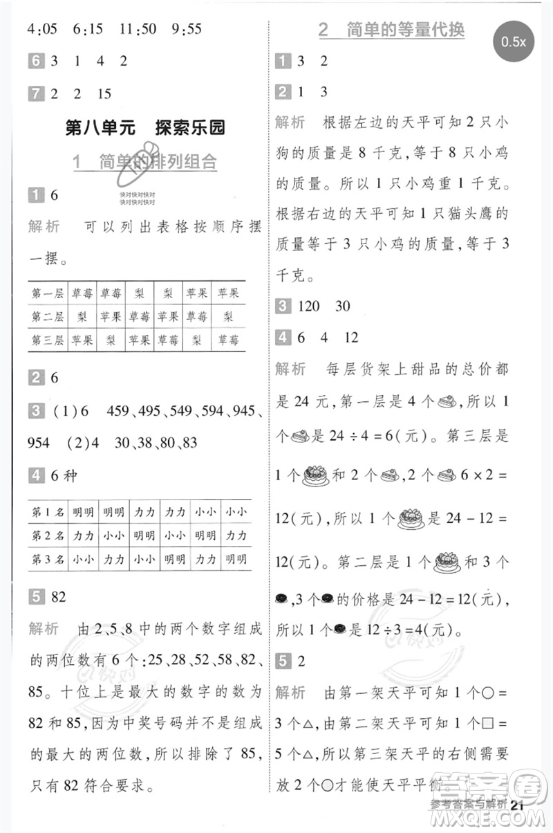 延邊教育出版社2023一遍過二年級(jí)數(shù)學(xué)下冊(cè)冀教版參考答案