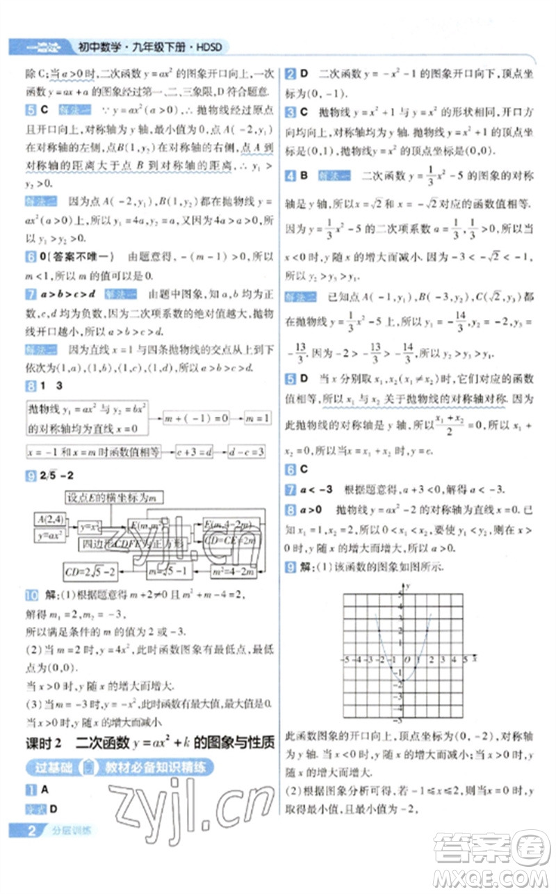 南京師范大學出版社2023一遍過九年級數(shù)學下冊華東師大版參考答案