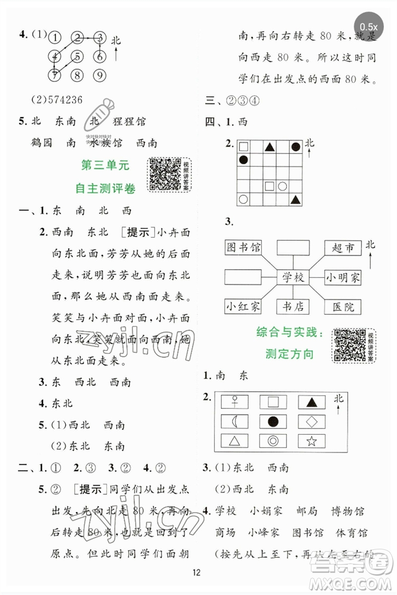 江蘇人民出版社2023實(shí)驗(yàn)班提優(yōu)訓(xùn)練二年級(jí)數(shù)學(xué)下冊(cè)蘇教版參考答案
