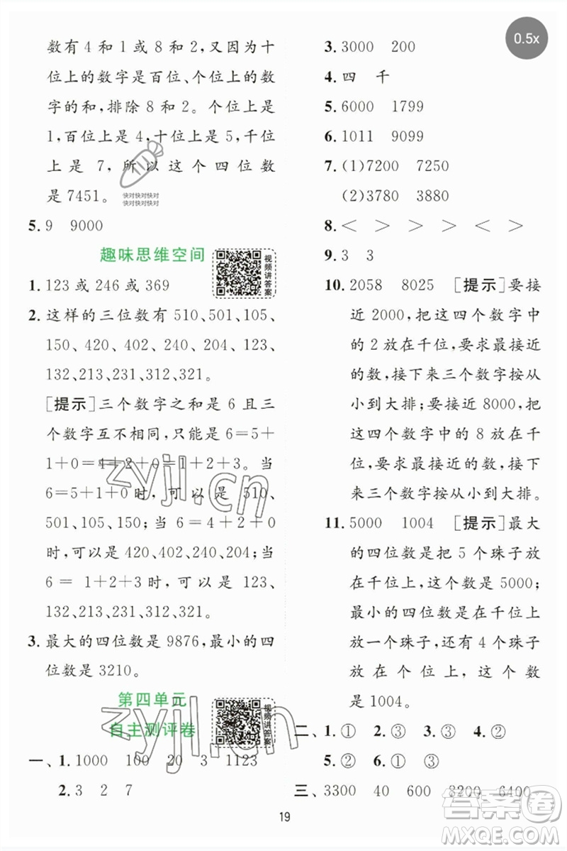 江蘇人民出版社2023實(shí)驗(yàn)班提優(yōu)訓(xùn)練二年級(jí)數(shù)學(xué)下冊(cè)蘇教版參考答案