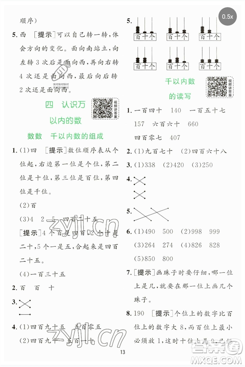 江蘇人民出版社2023實(shí)驗(yàn)班提優(yōu)訓(xùn)練二年級(jí)數(shù)學(xué)下冊(cè)蘇教版參考答案