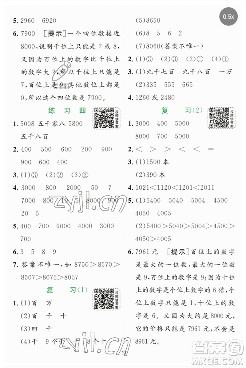 江蘇人民出版社2023實(shí)驗(yàn)班提優(yōu)訓(xùn)練二年級(jí)數(shù)學(xué)下冊(cè)蘇教版參考答案